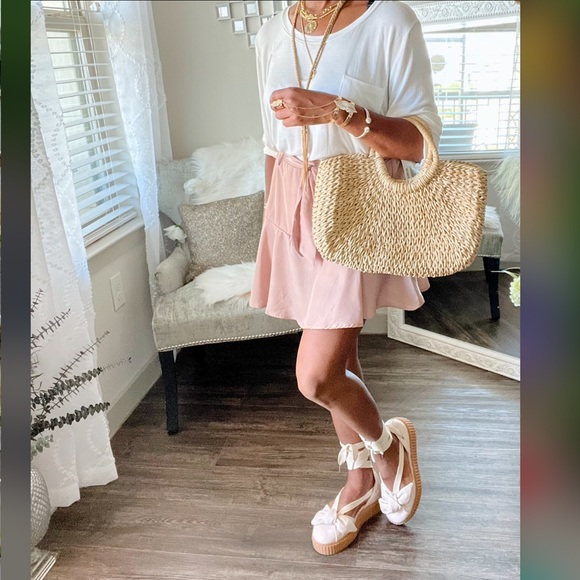 Straw Summer Bag Natural Color Zip Closure - Picture 2 of 8